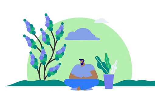 Illustration of man sitting cross legged
