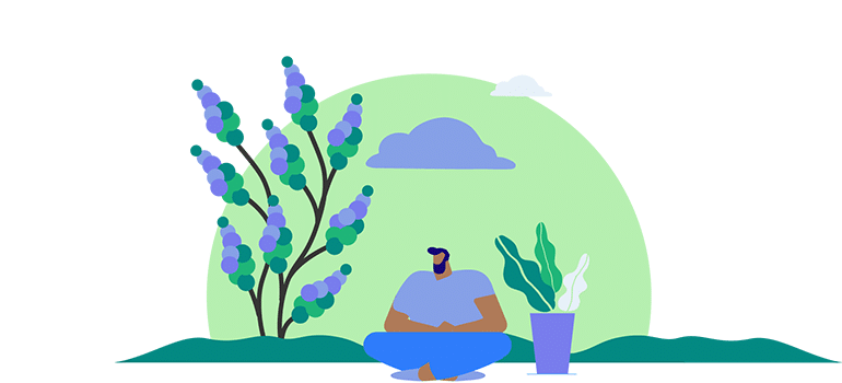Illustration of man sitting cross legged