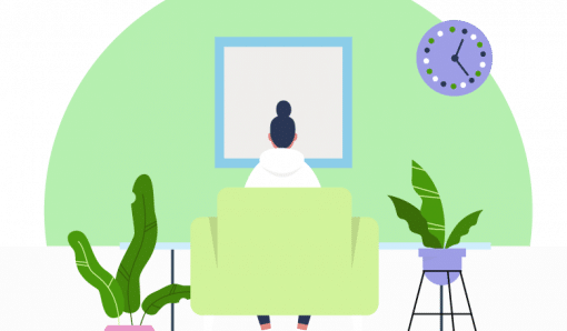 Illustration of woman working from home