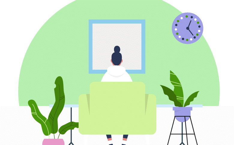 Illustration of woman working from home