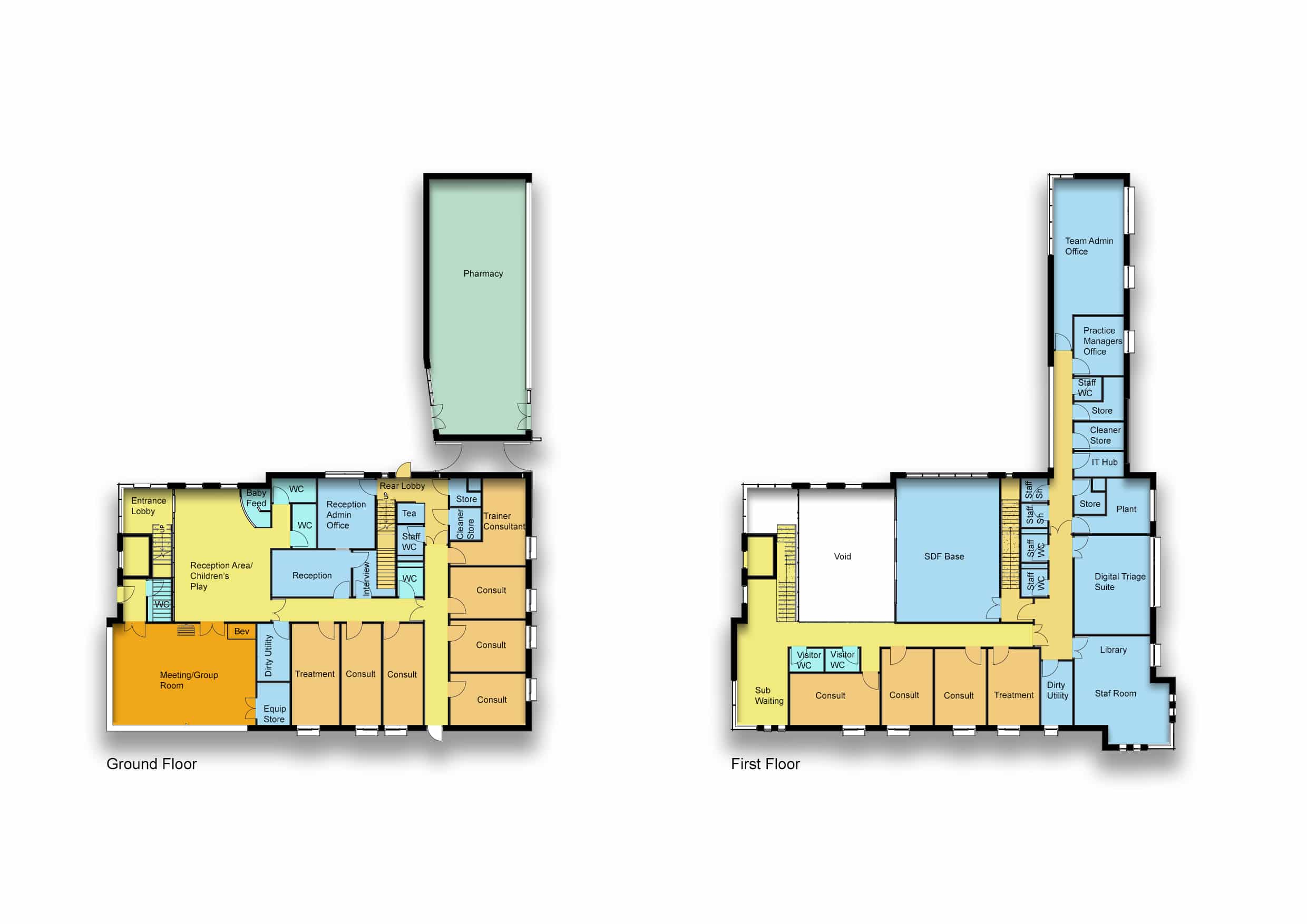 Aspull Health and Wellbeing Village floor plan labelled